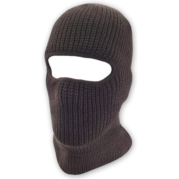grinderPUNCH Double Layered Knitted One Hole Ski Mask - Assorted Colors Tactical Paintball Running (Brown)