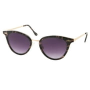 grinderPUNCH Female Cat Eye Full Lens Magnified Tinted Adult Reading Sunglasses-Purple Stone Tortoise, +1.00