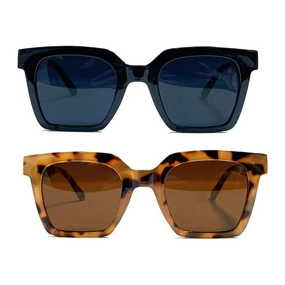 grinderPUNCH Female Oversized Square Style Horned Rim Plastic Retro Adult Sunglasses