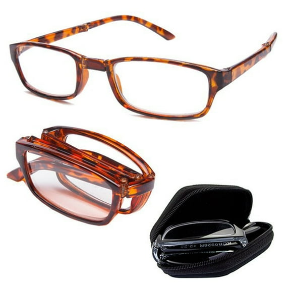 grinderPUNCH Folding Eyeglasses with Carry Case Portable Readers for Men and Women Reading Glasses +1.50, Tortoise