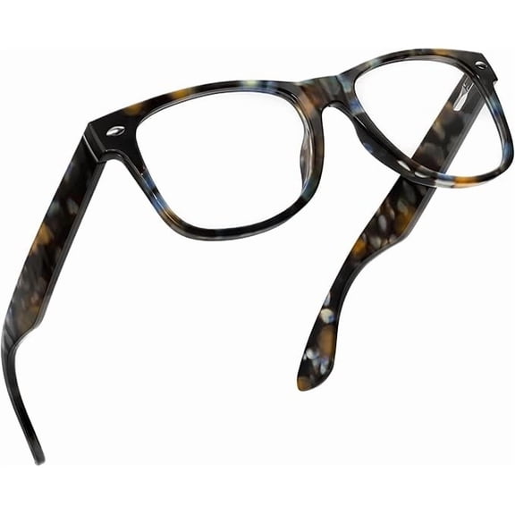 GRINDERPUNCH Blue Light Reading Glasses High Magnification Strong Reading Power Readers For Men Woman - Tortoise Tide Pool, 6.00