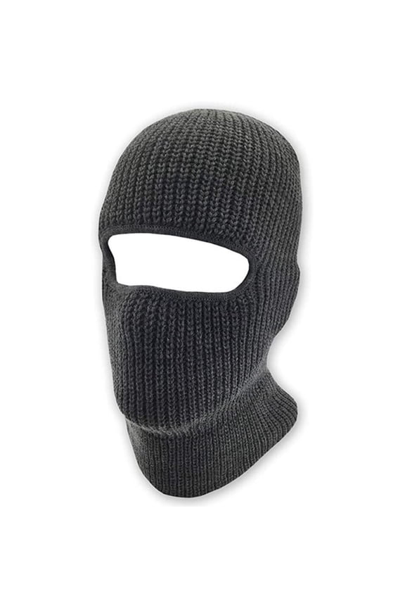 Knitted Tactical Double Layered Face One 1 hole Ski Mask Assorted Colors, Charcoal
