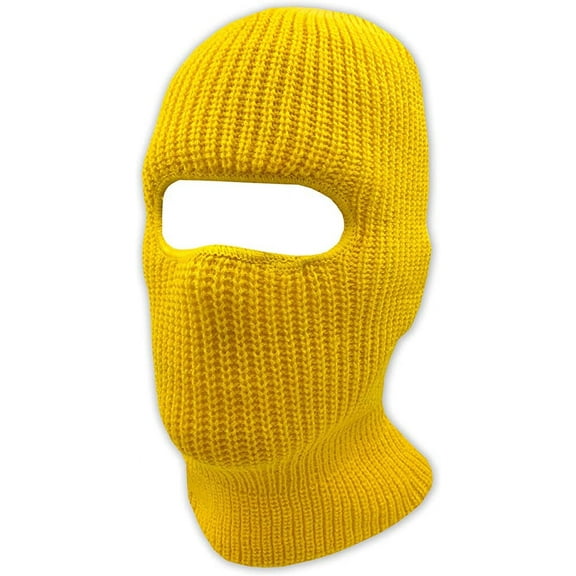 grinderPUNCH Knitted Tactical Double Layered Face One 1 hole Ski Mask Assorted Colors, Honey Yellow