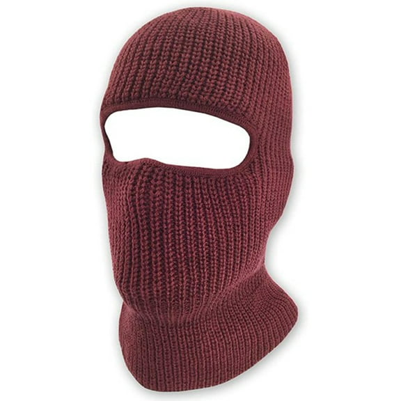 grinderPUNCH Knitted Tactical Double Layered Face One 1 hole Ski Mask Assorted Colors, Maroon