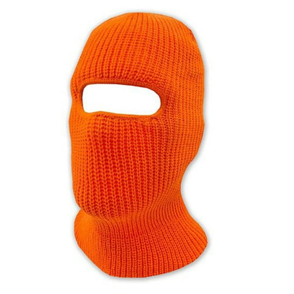 grinderPUNCH Knitted Tactical Double Layered Face One 1 hole Ski Mask Assorted Colors, Neon Orange