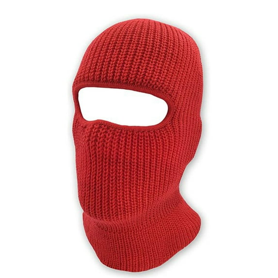 grinderPUNCH Knitted Tactical Double Layered Face One 1 hole Ski Mask Assorted Colors, Red