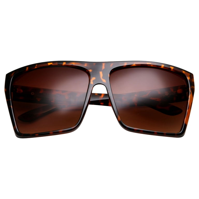 grinderPUNCH Large Retro Style Flat Top Aviator Square Adult Sunglasses for  Men Women, Tortoise 