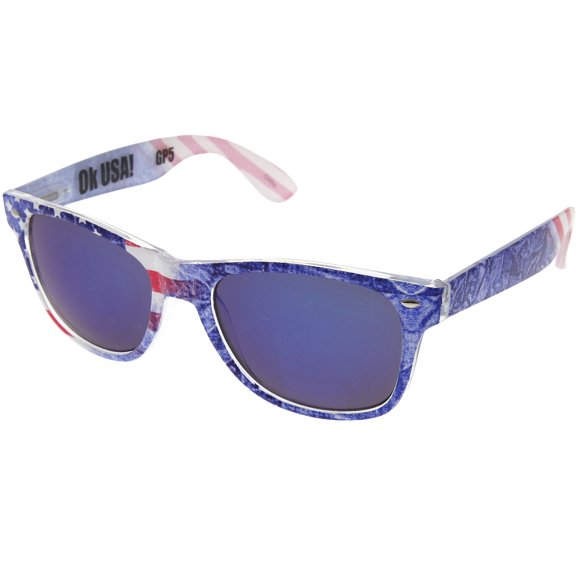 grinderPUNCH Limited Edition "Arctic Denim" American Flag Sunglasses - Cobalt Blue Mirror