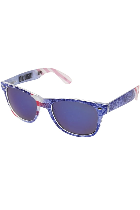 Limited Edition "Arctic Denim" American Flag Sunglasses - Cobalt Blue Mirror