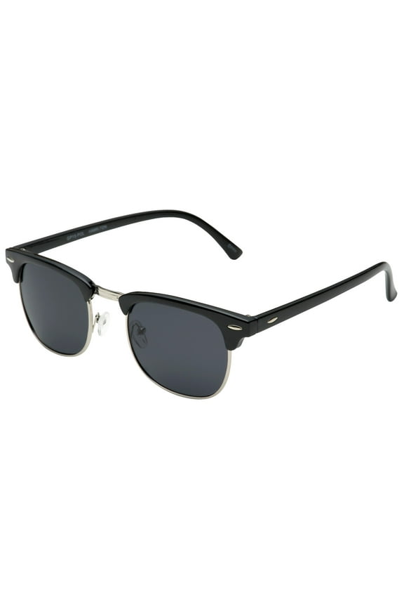 Male Polarized Hamilton Premium Club Half Frame Horn Rimmed Adult Sunglasses - Black