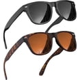 thumbnail image 1 of grinderPUNCH Mens and Womens Polarized Sunglasses UV400 Protection Classic Retro Driving Sun Glasses Trendy Fashion Shades - 2 Pack, 1 of 5