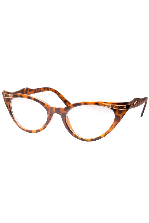 Mod Womens Fashion Rhinestone Cat Eye Clear Lens Glasses