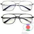 thumbnail image 1 of grinderPUNCH Multifocal Clear Polycarbonate Lens Aviator Metal Frame Progressive Reading Glasses +1.50, Silver, 1 of 3