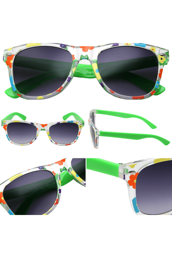Neon Green Party Sunglasses - Neon Assorted Pattern Novelty Frame For Party Favors Decorations Gifts - For Kids and Teenagers Bulk Sunglasses