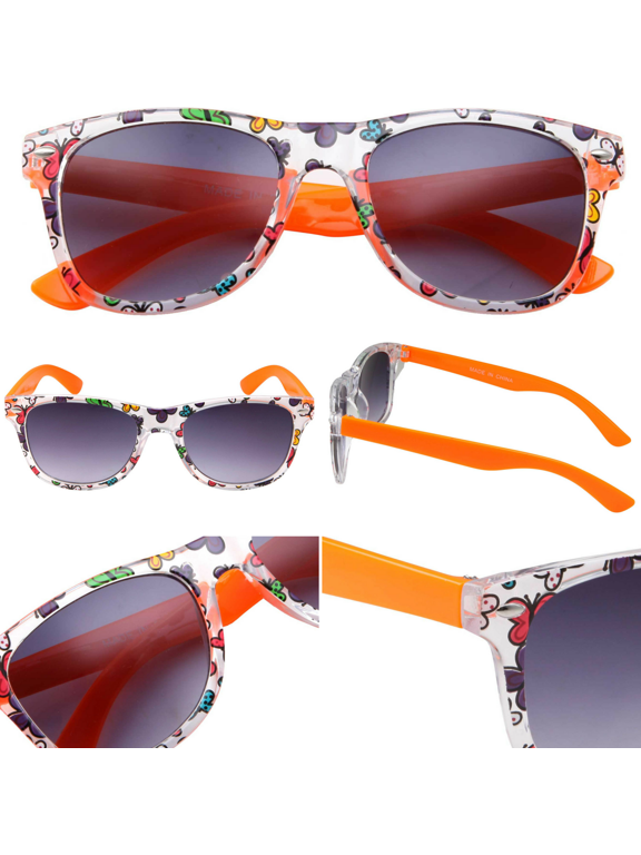 Neon Orange Party Sunglasses - Neon Assorted Pattern Novelty Frame For Party Favors Decorations Gifts - For Kids and Teenagers