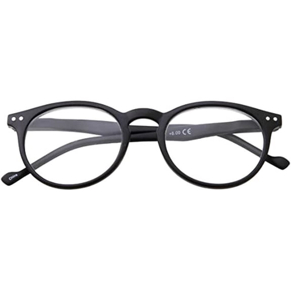 grinderPUNCH Oval Round Readers Lightweight Eyeglasses for Mens and Womens Reading Glasses +4.50, Black