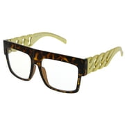 grinderPUNCH Oversized Clear Lens Celebrity Gold Sunglasses for Men and Women