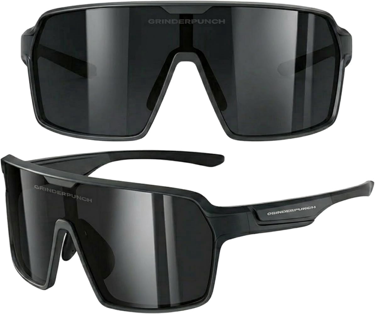 Grinderpunch Running and Baseball Sport Sunglasses for Men and Women, UV400 Protection - Black
