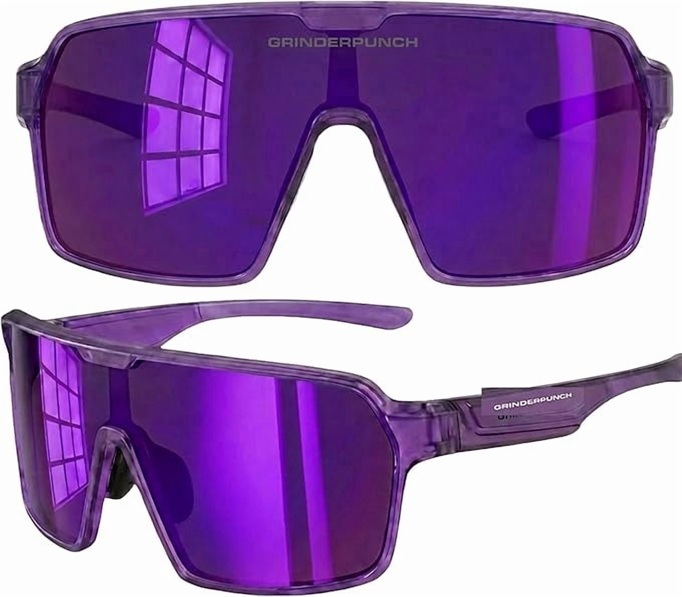 Grinderpunch XL Polarized Sport Sunglasses with UV Protection for Men and Women, Baseball Pickleball Running Hiking Cycling - Purple