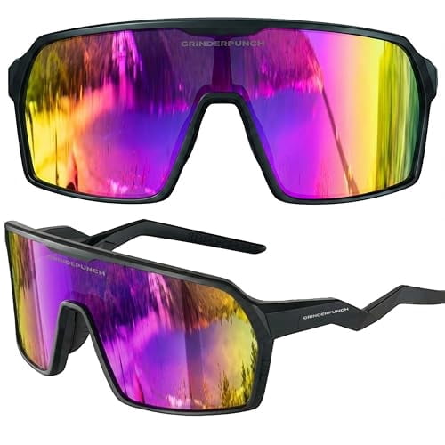 grinderPUNCH Polarized Sports Sunglasses Cycling Baseball Running Ski Softball Fishing Pickleball Glasses Men Women - Purple Vivid