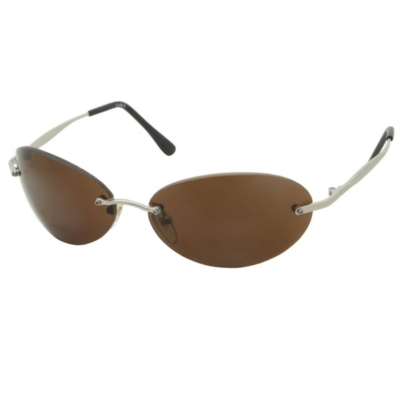 grinderPUNCH Rimless Matrix Morpheus NEO Type Oval Adult Costume Sunglasses for Mens, Brown