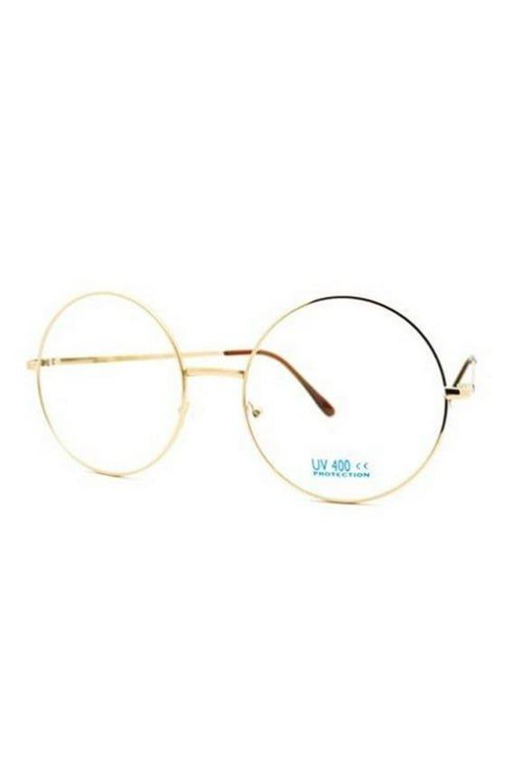 Round Glasses Retro Clear Lenses Sunglasses Nerd, Gold Frame Adult Unisex