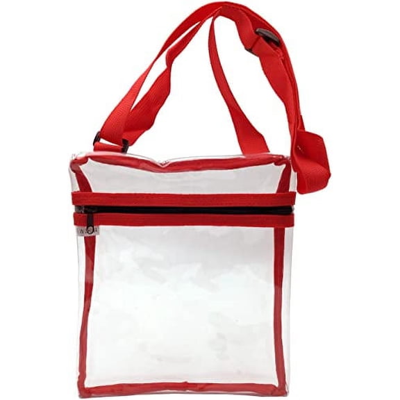 grinderPUNCH Small Compact Easy to Carry Clear Cross-Body Purse NFL PGA Stadium Approved Bag, Red