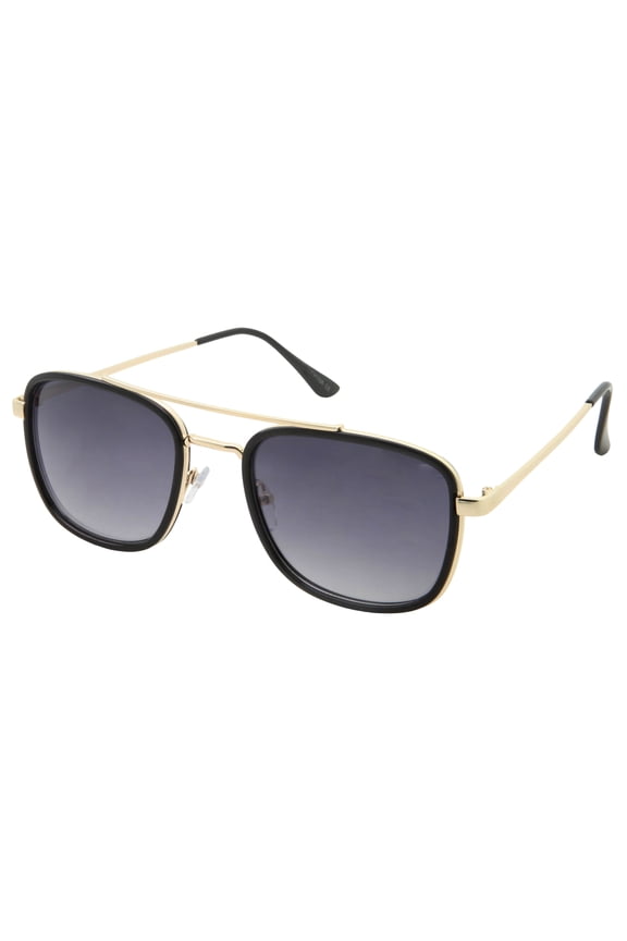 Square Pilot Sunglasses | Black and Gold | Costume Super Hero Retro Style