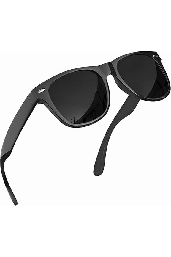 Mens and Womens Polarized Sunglasses UV400 Protection Classic Retro Driving Sun Glasses Trendy Fashion Shades -Black Super Dark