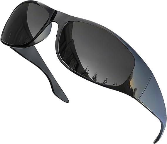 Grinderpunch Super Dark CAT 4 Sunglasses Polarized Blackout Lenses for Light Sensitivity & Migraine Relief Wrap Around - Gloss Black
