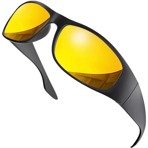 Grinderpunch Night Vision Yellow Lens Glasses Anti Glare Driving Sun Glasses Polarized