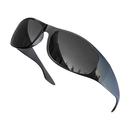 Grinderpunch Super Dark CAT 4 Sunglasses Polarized Blackout Lenses for Light Sensitivity & Migraine Relief Wrap Around - Gloss Black Superdark
