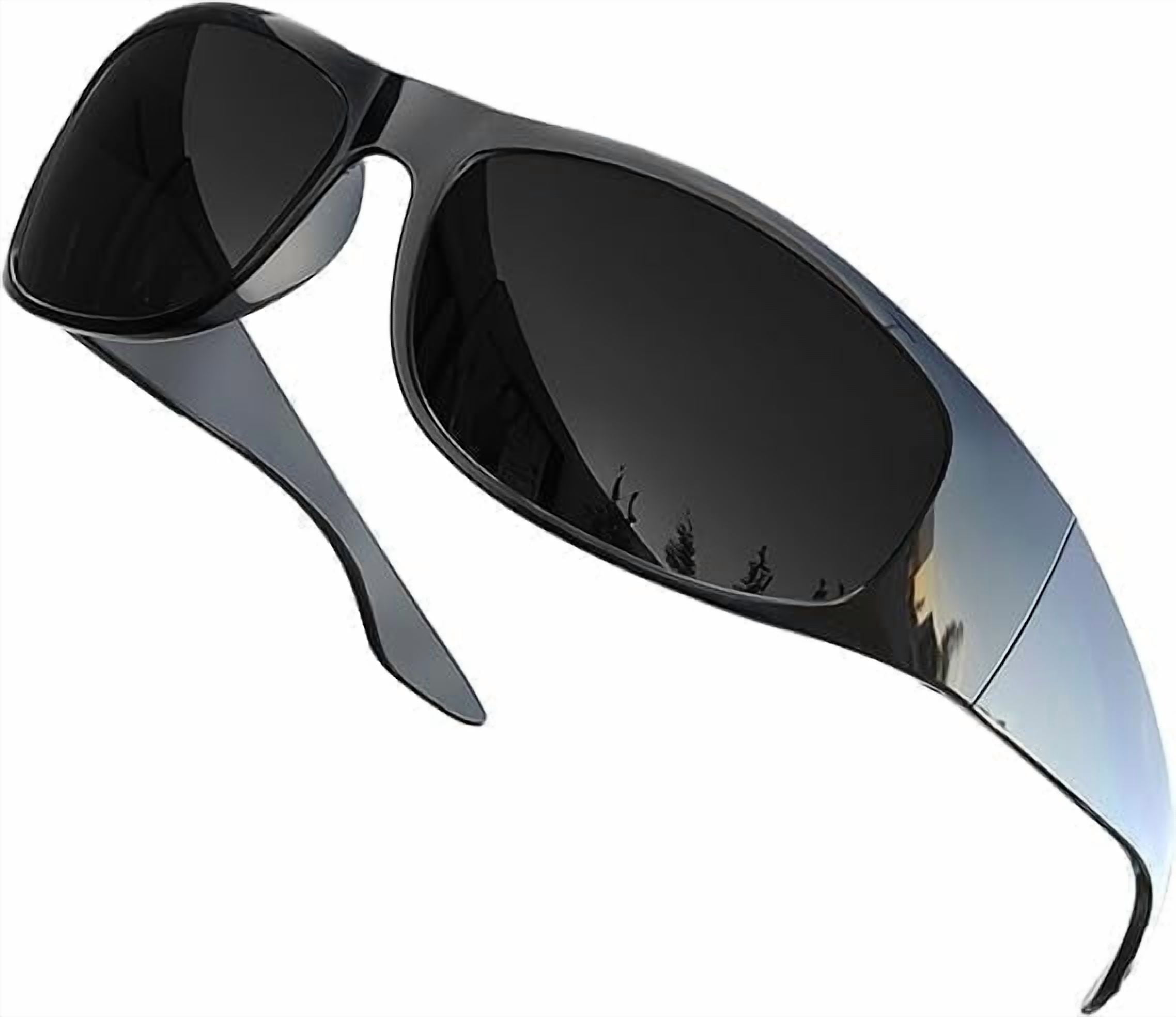 Grinderpunch Super Dark CAT 4 Sunglasses Polarized Blackout Lenses for Light Sensitivity & Migraine Relief Wrap Around - Gloss Black Superdark