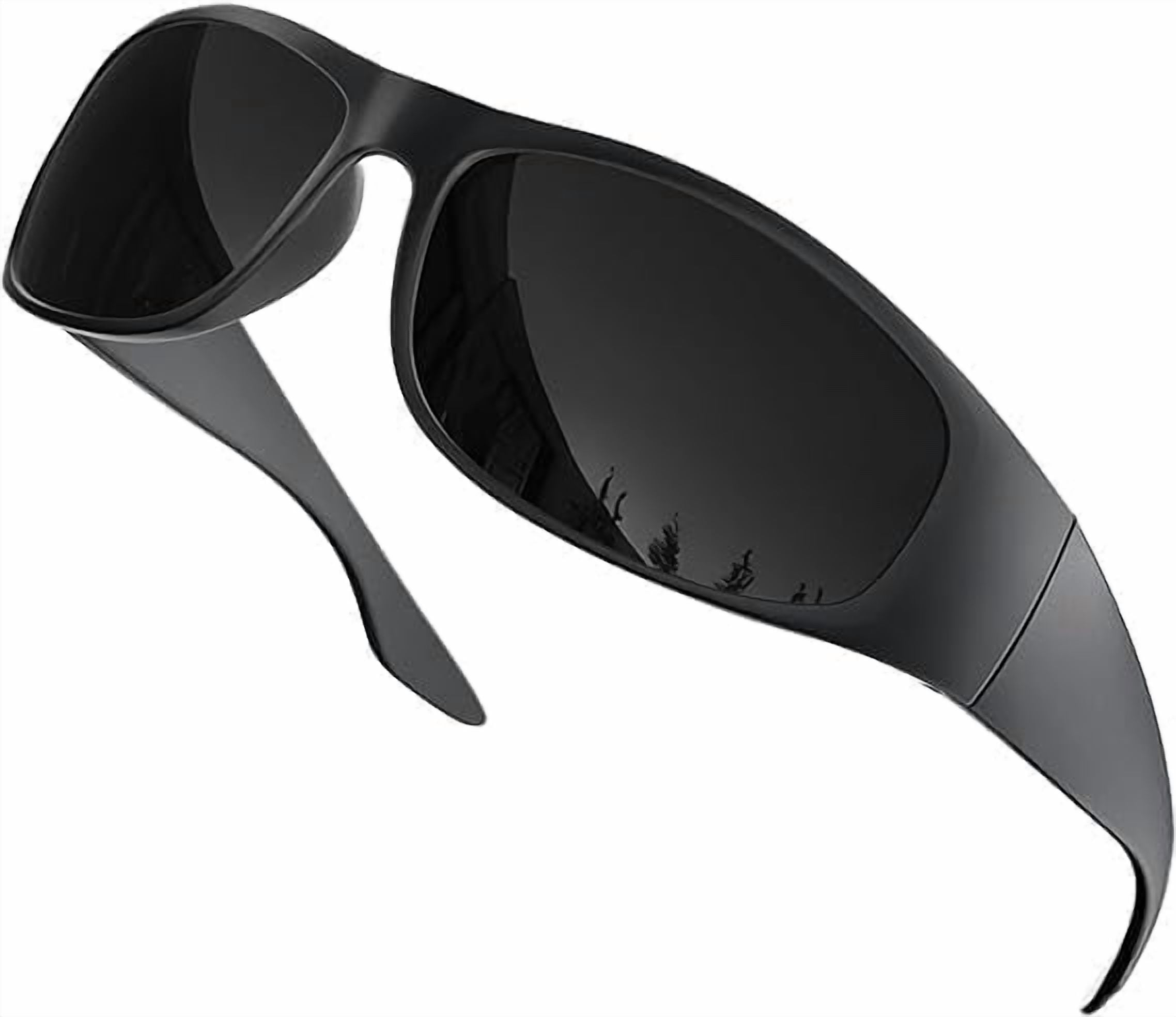 Grinderpunch Super Dark CAT 4 Sunglasses Polarized Blackout Lenses for Light Sensitivity & Migraine Relief Wrap Around - Matte Black Superdark