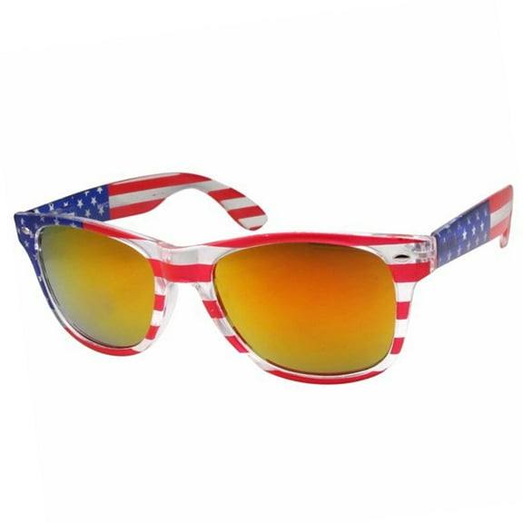 grinderPUNCH US Flag Print Sunglasses Classic Vintage American Flag USA Patriot US Glasses Revo Orange Mirrored Lens