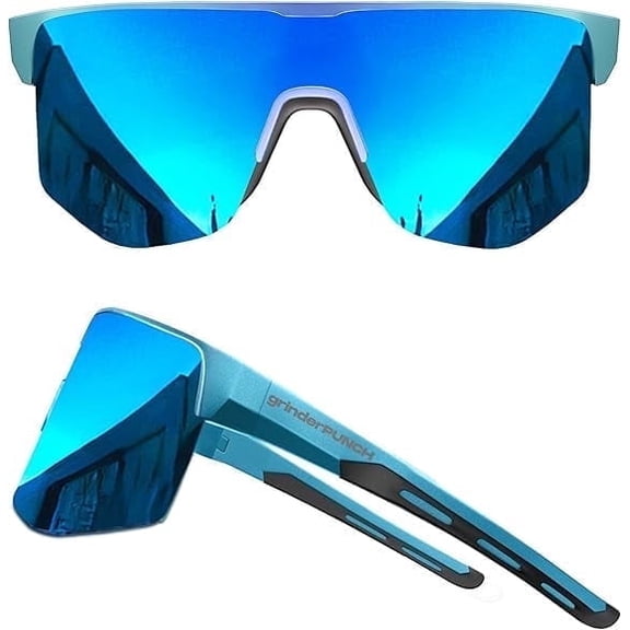 Grinderpunch Running and Baseball Sport Sunglasses for Men and Women, UV400 Protection - Blue