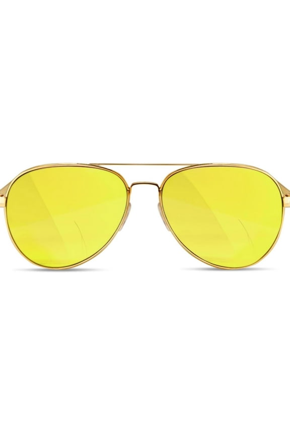 Unisex Aviator Sunglasses | Fashionable & Lightweight Frame Suits All Face Shapes | 100% UV Protection (Gold Frame/Yellow Lens)
