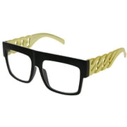 grinderPUNCH Unisex Black Oversized Clear Polycarbonate Lens Celebrity Adult Sunglasses