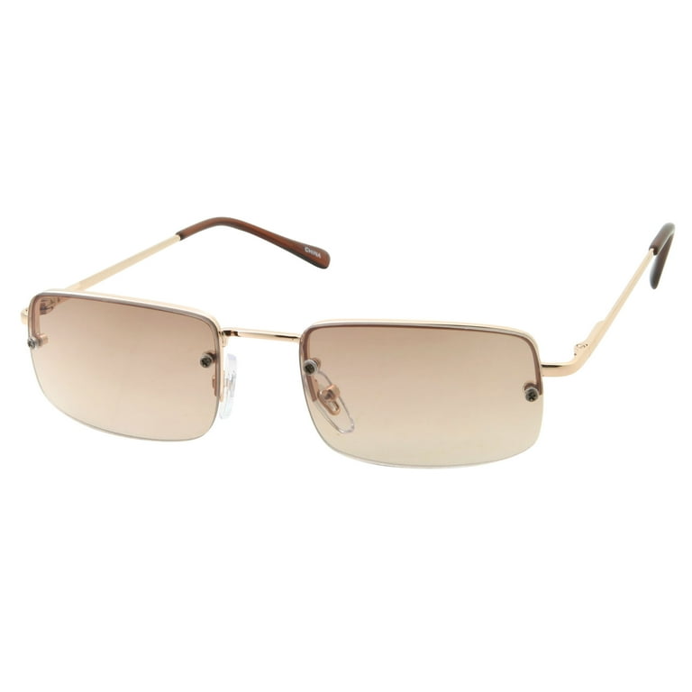 grinderPUNCH Vintage style rimless small Polarized sunglasses Clear Eyewear for Men and Women