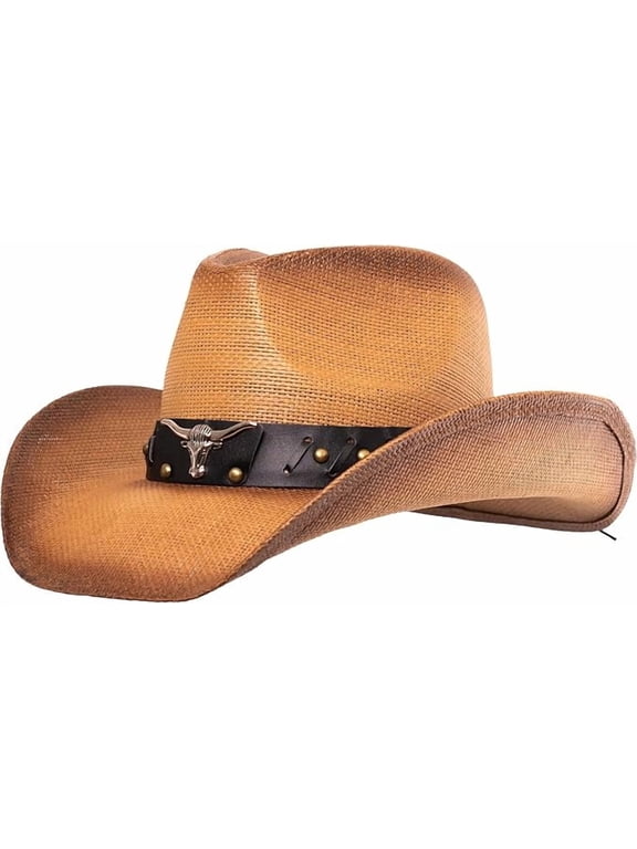 Western Outback Cowboy Hat Straw Classic Western Style Straw American Flag Hat