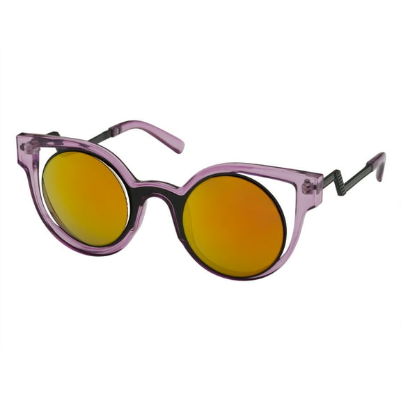 grinderPUNCH Women’s Cat Eye Mirrored Round Lens Retro Vintage Sunglasses