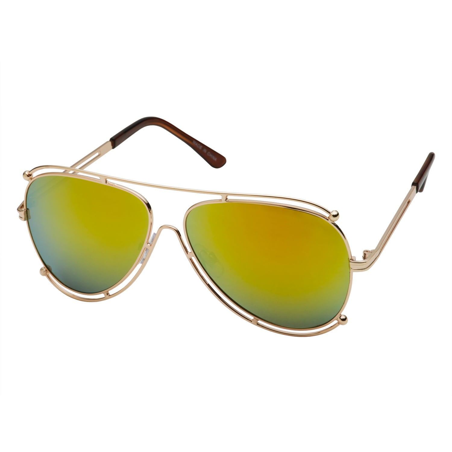 Yellow Lens Metal Frame Sunglasses - Women\'s Fashion Sunglasses Womens Fashion Round Metal Cut-Out Flash Mirror Lens Cat Eye  main image 4
