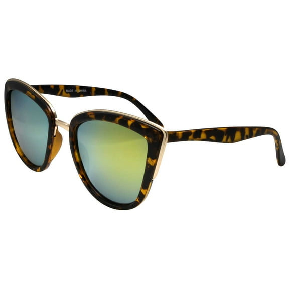 grinderPUNCH Womens Flash Color Mirror Lens Oversized Cat Eye Sunglasses