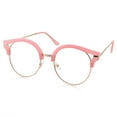 thumbnail image 1 of grinderPUNCH Womens Trendy Round Cat Eye Metal Clear Pink Glasses, 1 of 5