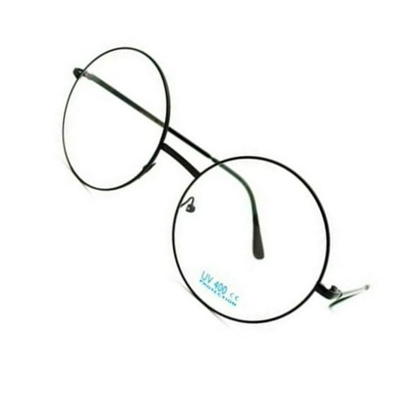 grinderPUNCH XL LARGE Retro Round Glasses Clear Lenses Nerd Sunglasses for Men and Women, Black