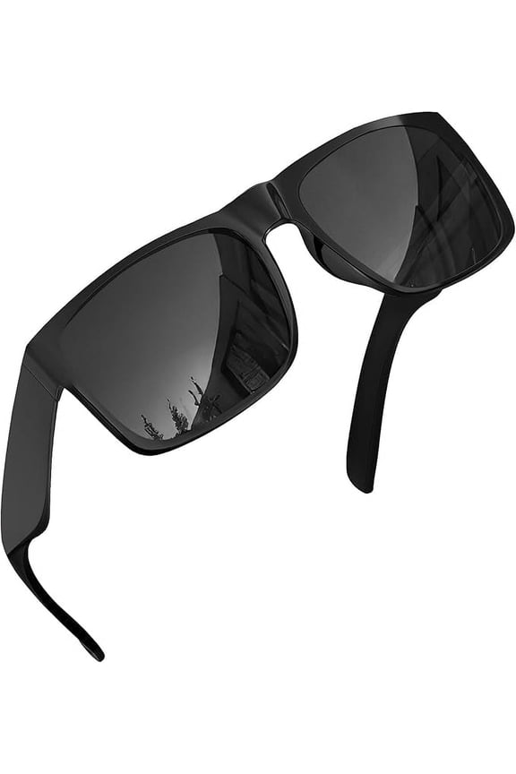 XL Polarized Men's Oversized Sunglasses Big Heads Wide Face Large Head Fit Sports Driving Fishing Extra Wide Glossy Black Superdark Polarized Sunglasses