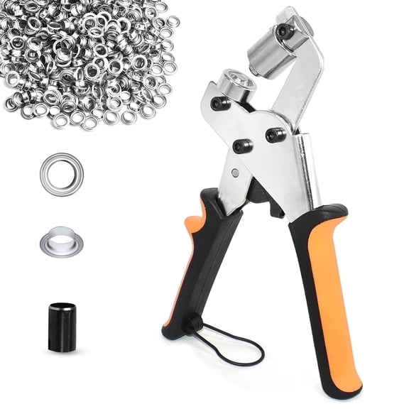 Zthluyc Grommet Tool Kit,3/8 Inch (10mm) with 300pcs Silver Grommets & Washers,Heavy-Duty Eyelet Plier Set for Fabric,Tarps,Leather,Canvas,Belts & DIY Projects