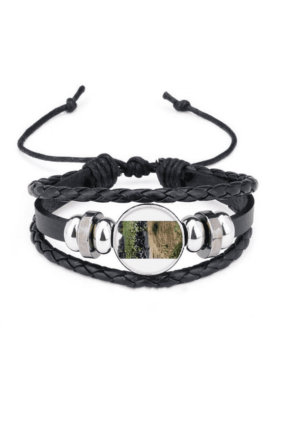 ground lotus lake art deco fashion bracelet braided leather woven wristband