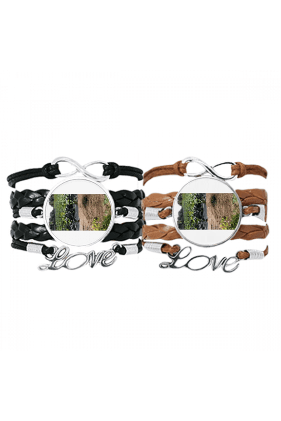 ground lotus lake art deco fashion bracelet hand strap leather wristband double set