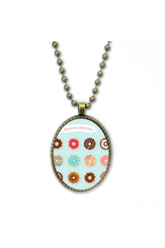 group dessert sweet food pattern necklace vintage chain bead pendant jewelry collection
